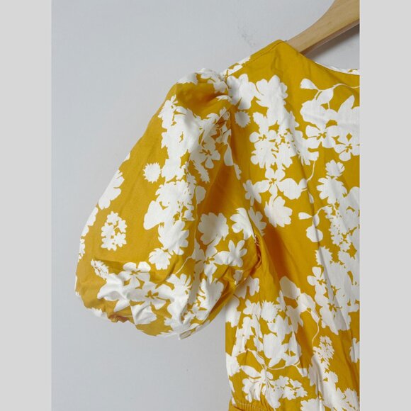NWT Coco Jaimeson Floral Yellow Mini Dress S Puff Sleeve - Picture 4 of 5